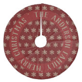 Jupon De Sapin En Molleton Élégant Noël Snowflakes Motif rouge foncé (Devant)