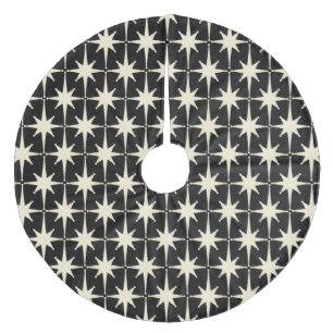 Jupon De Sapin En Molleton Étoiles modernes du Moyen-siècle Retro Motif Black