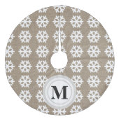 Jupon De Sapin En Molleton Faux Burlap White Snowflakes Monogram Tree Jupe (Devant)