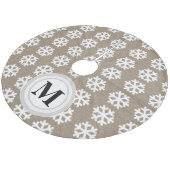 Jupon De Sapin En Molleton Faux Burlap White Snowflakes Monogram Tree Jupe (Angle)