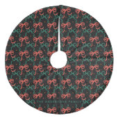 Jupon De Sapin En Molleton Festive Red & Green Coquette Bows Pattern (Devant)