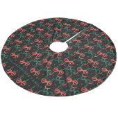 Jupon De Sapin En Molleton Festive Red & Green Coquette Bows Pattern (Angle)