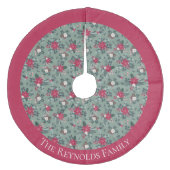 Jupon De Sapin En Molleton Fleurs de Noël Rouge Blanc Vert Personnalisées (Devant)