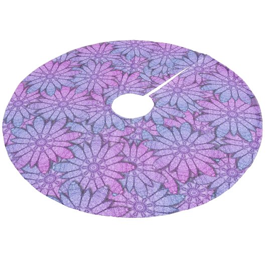 Jupon De Sapin En Molleton Fun Purple Flowers (Angle)