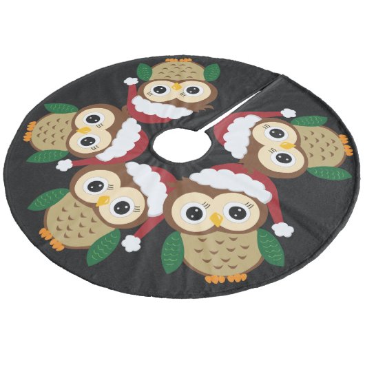 Jupon De Sapin En Molleton Hibou adorable de Noël (Angle)