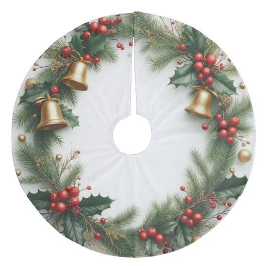 Jupon De Sapin En Molleton Houx de Noël (Devant)
