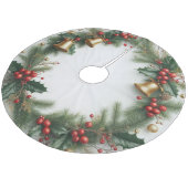 Jupon De Sapin En Molleton Houx de Noël (Angle)