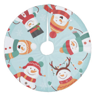 Jupon De Sapin En Molleton Jolie Ceinture Arbre en Fleece Snowmen