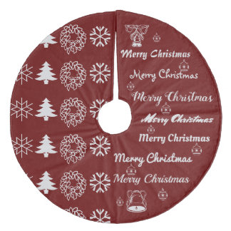 Jupon De Sapin En Molleton Joyeux collage de Noël Rouge foncé gris argent