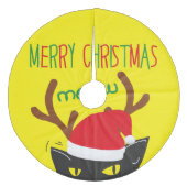 Jupon De Sapin En Molleton joyeux rennes de noël chat noir vêtu de casquette  (Devant)