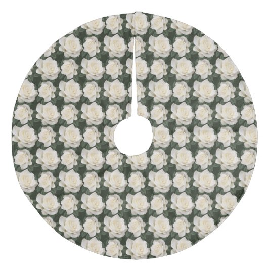 Jupon De Sapin En Molleton Jupe d'arbre aux Roses blanches (Devant)