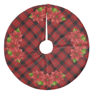 Jupon De Sapin En Molleton Jupe d'arbre de Noël Poinsettia