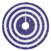 Jupon De Sapin En Molleton Jupe d'arbre rayé bleu Noël (Devant)