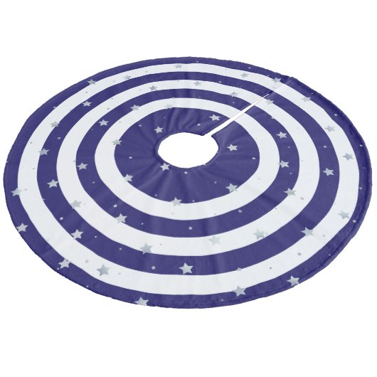 Jupon De Sapin En Molleton Jupe d'arbre rayé bleu Noël (Angle)