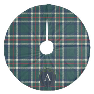 Jupon De Sapin En Molleton Jupe de Noël à carreaux tartan gras avec monogramm