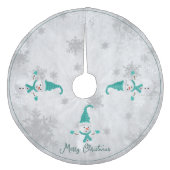 Jupon De Sapin En Molleton Jupe de sapin bonhomme de neige turquoise mignon (Devant)