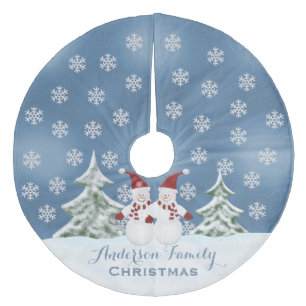 Jupon De Sapin En Molleton Jupe personnalisée d'arbre de bonhomme de neige