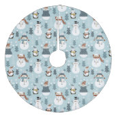 Jupon De Sapin En Molleton Mignons neiges de Noël, arbres et pingouins (Devant)
