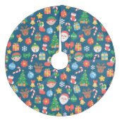 Jupon De Sapin En Molleton Motif de Noël joyeux sur bleu (Devant)