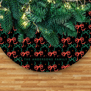 Jupon De Sapin En Molleton Motif de noeuds coquettes rouges et verts festifs