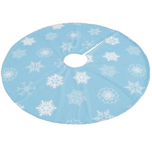 Jupon De Sapin En Molleton Motif flocons de neige de Noël Hiver Bleu