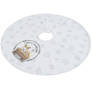 Jupon De Sapin En Molleton Nativité de Noël Pembroke Welsh Corgi (rouge1) Amu