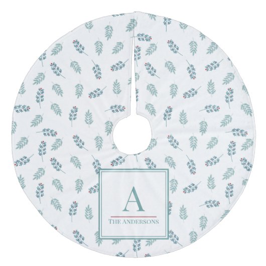 Jupon De Sapin En Molleton Nom personnalisé Turquoise Mistletoe Arbre de Noël (Devant)
