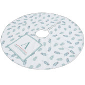 Jupon De Sapin En Molleton Nom personnalisé Turquoise Mistletoe Arbre de Noël (Angle)