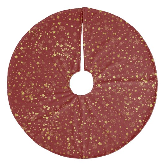 Jupon De Sapin En Molleton Or sur les étoiles rouges et les tourbillons (Devant)