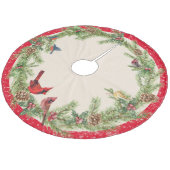 Jupon De Sapin En Molleton Pin Wreath Pinecones Berries Birds and Snow (Angle)