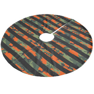 Jupon De Sapin En Molleton Rayé Orange, Camouflage Vert Clair Vert Foncé Noir