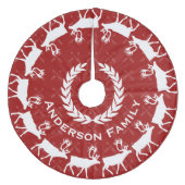 Jupon De Sapin En Molleton Red Joyeux Noël Nom de famille Rustique Reindeer (Devant)