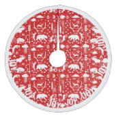 Jupon De Sapin En Molleton Red Woodland Deer Bear Traces Joyeux Noël (Devant)