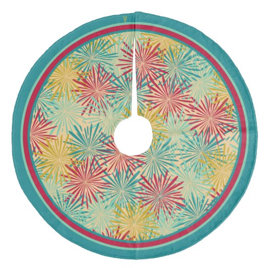 Jupon De Sapin En Molleton Rétros pompons de tresse de Noël (couleurs (Devant)