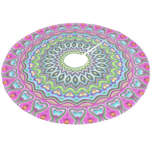 Jupon De Sapin En Molleton Rose violet bleu citron vert Mandala Star Motif (Angle)