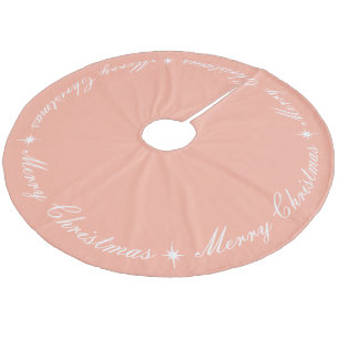 Jupon De Sapin En Molleton Simple Élégant Joyeux Noël Écriture Rose Pâle