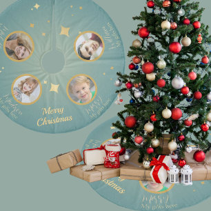 Jupon De Sapin En Molleton Tapis de Noël personnalisé avec photo de famille t