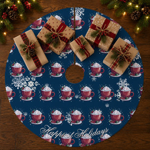 Jupon De Sapin En Molleton Tasse de chocolat chaud de Noël Bleu