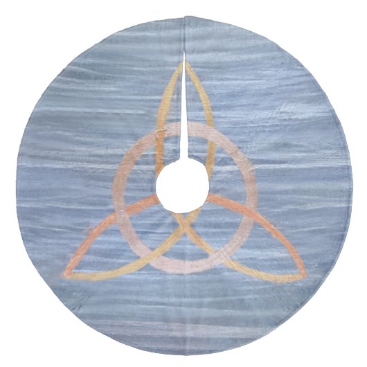 Jupon De Sapin En Molleton Triquetra Abstrait | Blue Gold Celtic Trinity Knot (Devant)