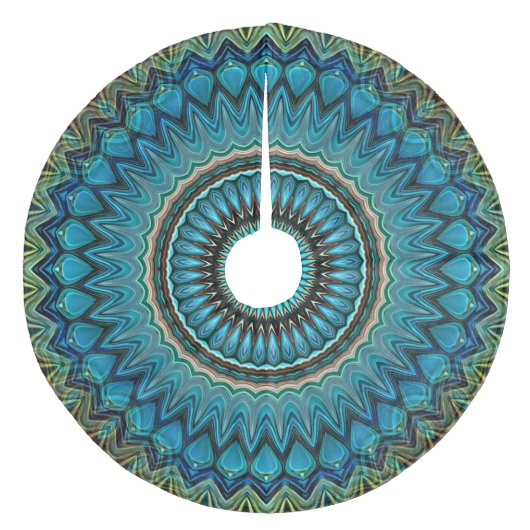 Jupon De Sapin En Molleton Turquoise Turquoise Vert Mandala Round Star Motif (Devant)