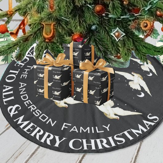 Jupon De Sapin En Molleton White Dove Stars Crescent Lune Noël