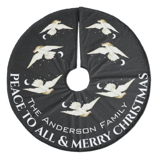 Jupon De Sapin En Molleton White Dove Stars Crescent Lune Noël (Devant)