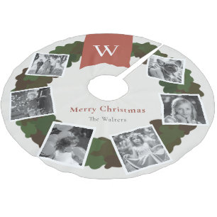 Jupon De Sapin En Polyester Brossé 5 Photo Collage de couronne Monogramme Bourgogne
