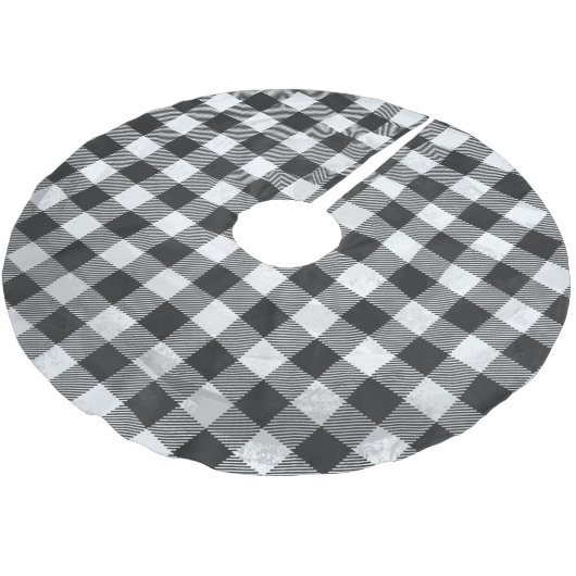 Jupon De Sapin En Polyester Brossé à damiers Plaid Noir Et Blanc (Angle)