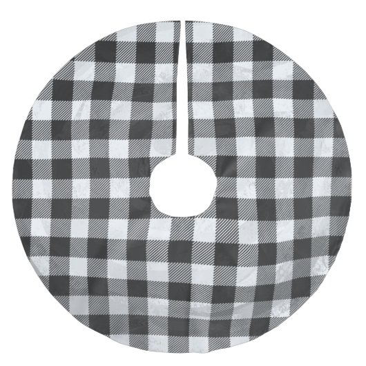 Jupon De Sapin En Polyester Brossé à damiers Plaid Noir Et Blanc (Devant)