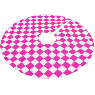Jupon De Sapin En Polyester Brossé à damiers rose et blanc