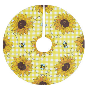 Jupon De Sapin En Polyester Brossé Abeilles, tournesols, à damiers, motif vintage.
