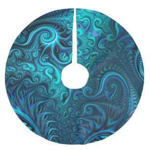 Jupon De Sapin En Polyester Brossé Abstrait bleu coloré et Motif spiral Turquoise