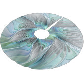 Jupon De Sapin En Polyester Brossé Abstrait Bleu Vert Papillon Imaginaire Fractal Art (Angle)