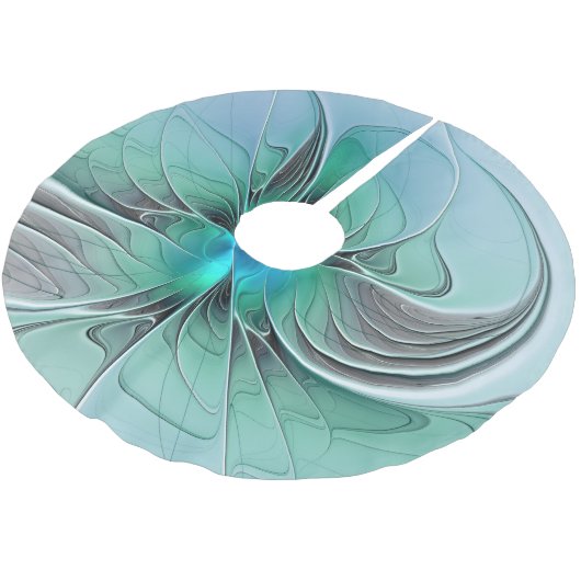 Jupon De Sapin En Polyester Brossé Abstrait De Bleu, Art Fractal Moderne (Angle)